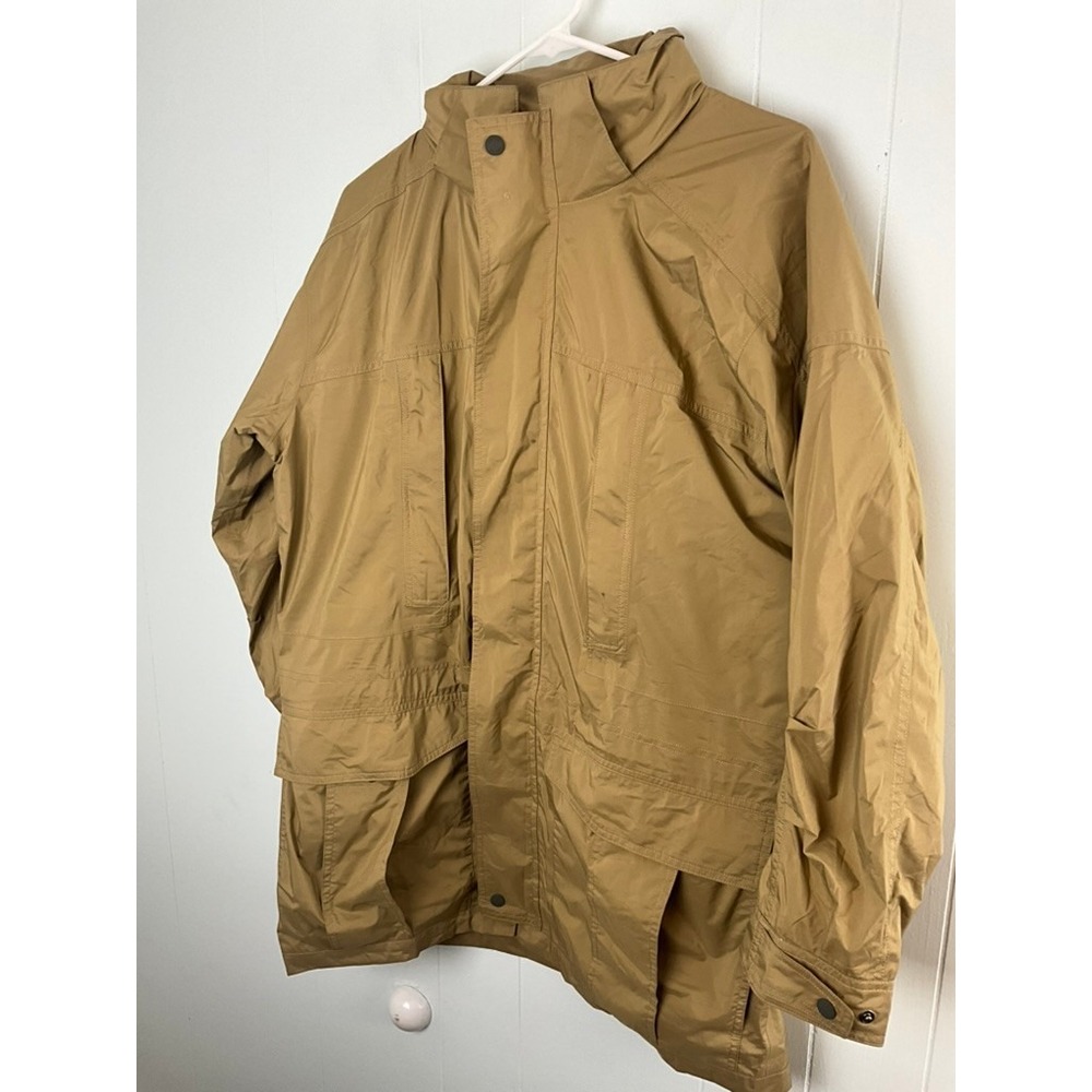 Orvis Mens Tan Khaki Field Jacket Utility Outdoor Rain Shell Coat Size M